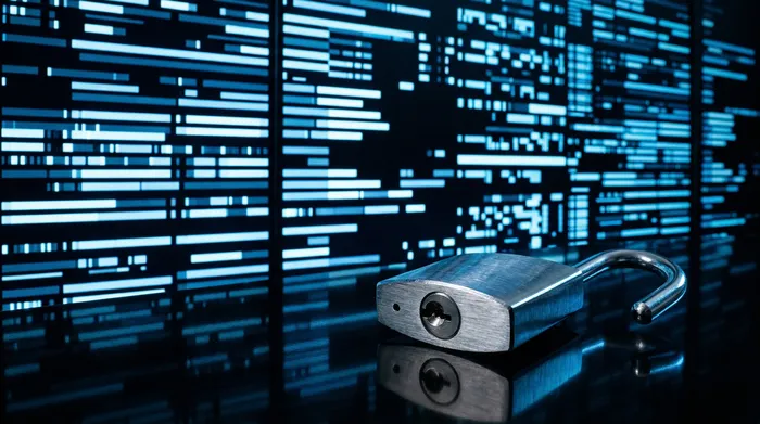 Une main tenant un smartphone qui affiche des bulles de discussion avec un effet visuel de traînées de lumière bleue et d'étincelles d'énergie sur un fond noir.