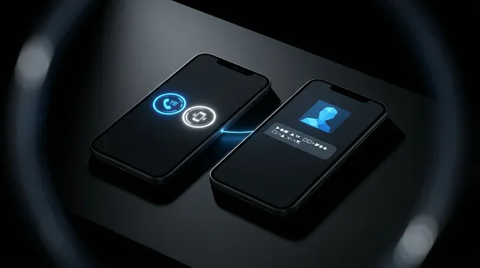 Un smartphone posé sur un bureau moderne avec une icône de bouclier lumineuse sur l'écran, illustrant le concept de la cybersécurité et de la protection des données du mobile.