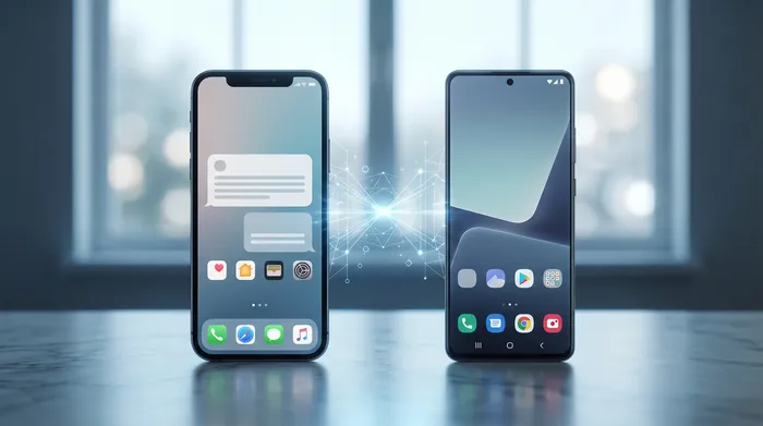 Un smartphone avec des cartes SIM digitales en hologramme, symbolisant la sécurité des données et le stockage sur le cloud.
