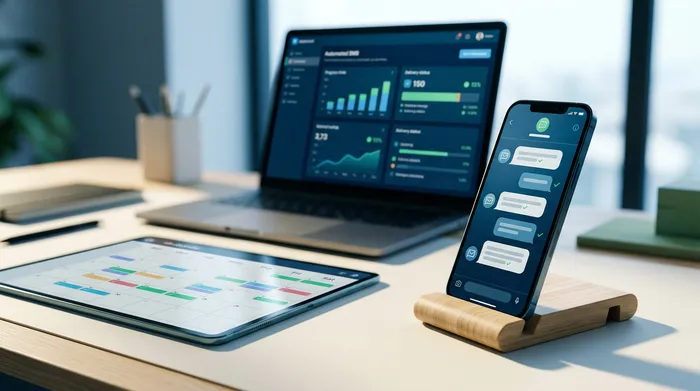 تصويرة مقسومة على زوز توري سمارتفون: على اليسار، واجهة متاع ميساجات فيها أوبسيون متاع برمجة الإرسال، وعلى اليمين، نوتيفيكاسيون متاع تذكير على بيرو لوح.