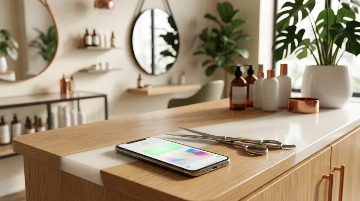 سمارتفون فيه أبليكاسيون متاع ميساجات محطوط على طاوله رخام، بحذا ورقة فيها ليستة مهام مكتوبة باليد وستيلو رصاص.